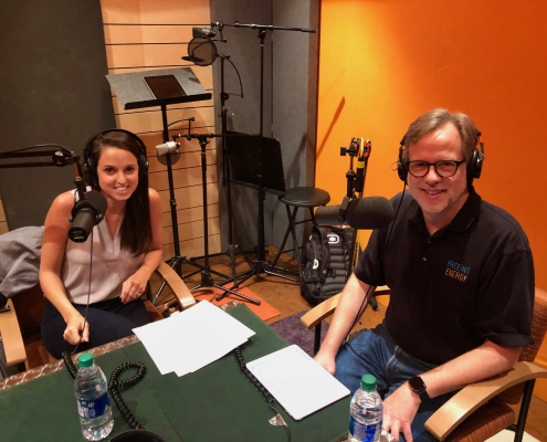 Emily Morris and Bill Nussey in the Freeing Energy recording studio